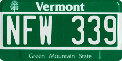 VT license plate NFW339