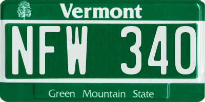 VT license plate NFW340