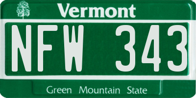 VT license plate NFW343
