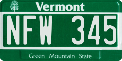 VT license plate NFW345