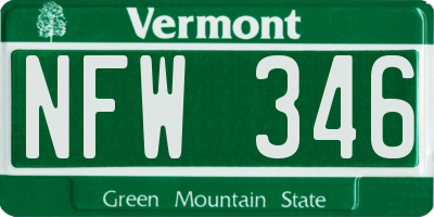 VT license plate NFW346
