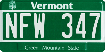 VT license plate NFW347