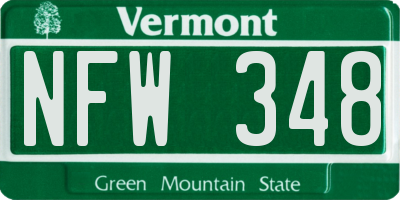 VT license plate NFW348