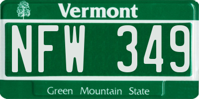 VT license plate NFW349
