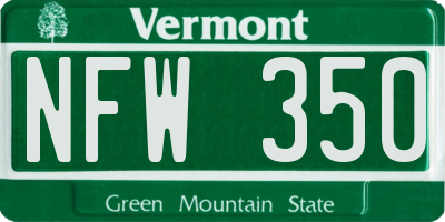 VT license plate NFW350