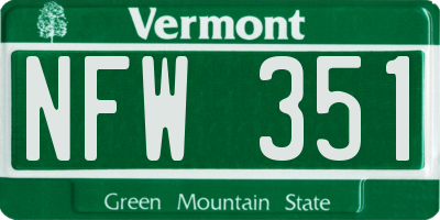 VT license plate NFW351