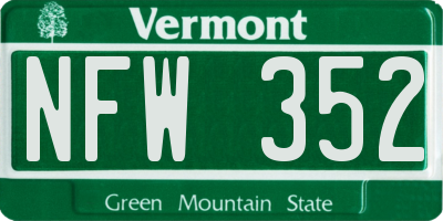 VT license plate NFW352
