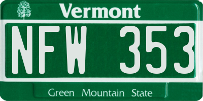 VT license plate NFW353