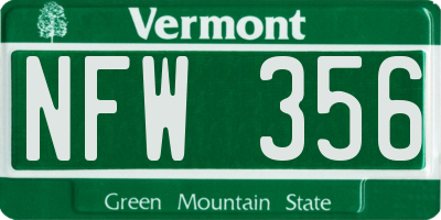 VT license plate NFW356