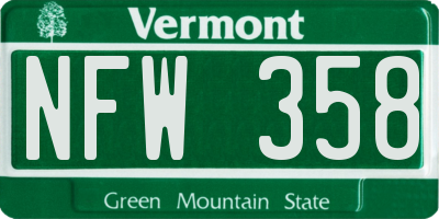 VT license plate NFW358