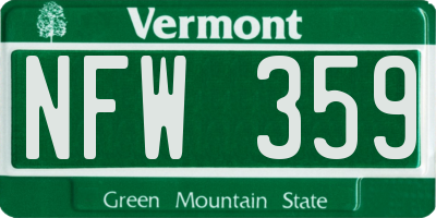VT license plate NFW359