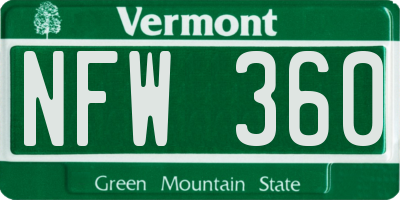 VT license plate NFW360