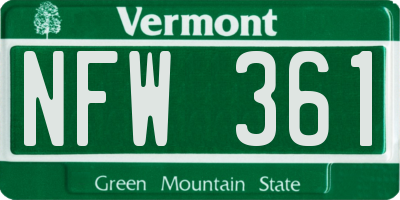 VT license plate NFW361
