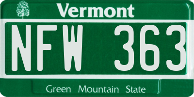 VT license plate NFW363