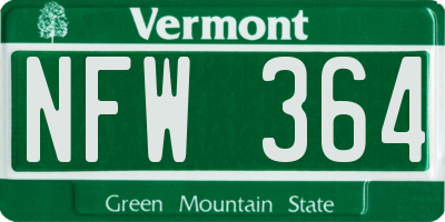 VT license plate NFW364
