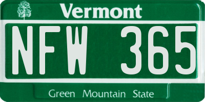 VT license plate NFW365