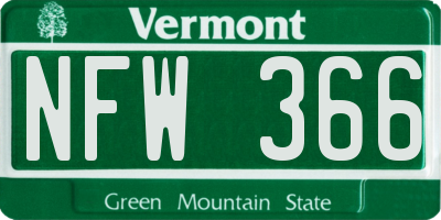 VT license plate NFW366