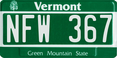 VT license plate NFW367