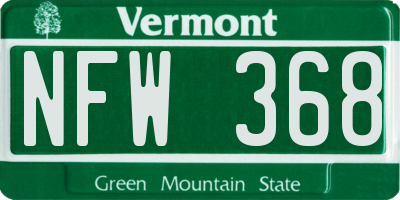 VT license plate NFW368