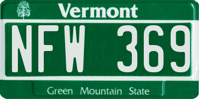 VT license plate NFW369