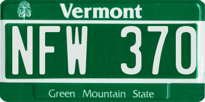 VT license plate NFW370