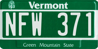 VT license plate NFW371