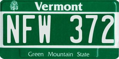 VT license plate NFW372