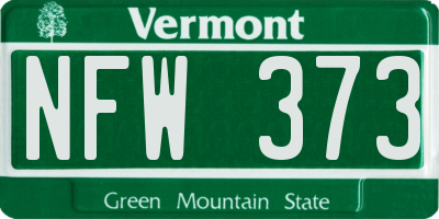 VT license plate NFW373