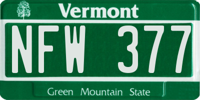 VT license plate NFW377