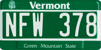 VT license plate NFW378