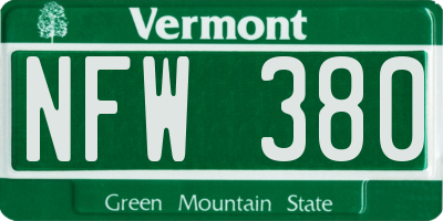VT license plate NFW380