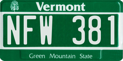 VT license plate NFW381