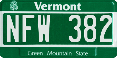 VT license plate NFW382