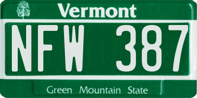 VT license plate NFW387