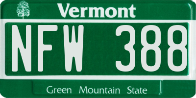 VT license plate NFW388