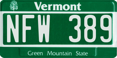 VT license plate NFW389