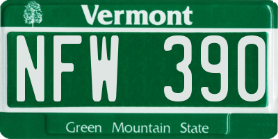 VT license plate NFW390