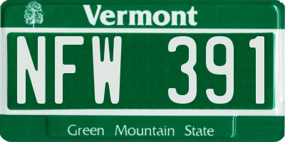 VT license plate NFW391