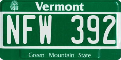 VT license plate NFW392