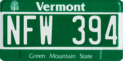 VT license plate NFW394