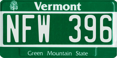 VT license plate NFW396