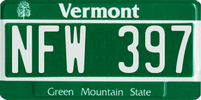 VT license plate NFW397