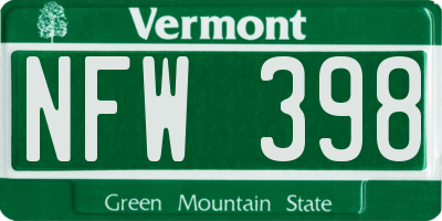VT license plate NFW398