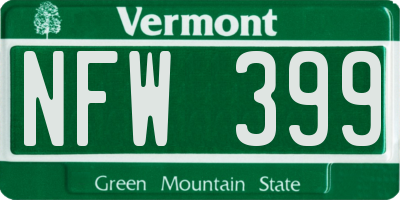 VT license plate NFW399