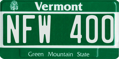 VT license plate NFW400