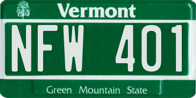 VT license plate NFW401