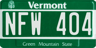VT license plate NFW404