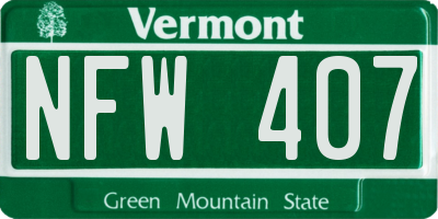 VT license plate NFW407