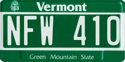 VT license plate NFW410