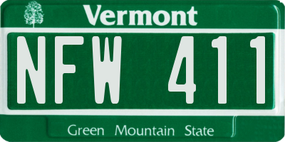 VT license plate NFW411